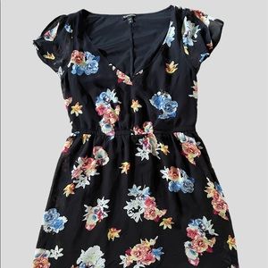 EXPRESS black floral slip-on mini DRESS- Like New! S